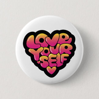 Love Yourself Typography Heart Sticker  缶バッジ