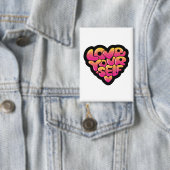 Love Yourself Typography Heart Sticker  缶バッジ (インサイチュ)