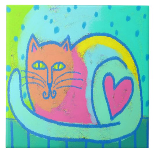 Loveable Kitty Abstract Art タイル (正面)