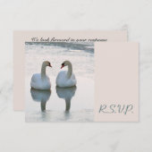 Lovebird白鳥のペアは結婚式を見てRSVP 出欠カード (正面/裏面)