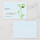 Lovebirds (パウダーブルー) RSVPカード エンクロージャーカード (正面/裏面)