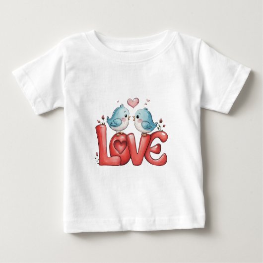 Lovebirds A Little Love Two Hearts, One Song Love ベビーTシャツ (正面)