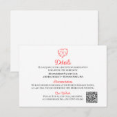 Lovebirds Boho Red Heart Wedding Details エンクロージャーカード (正面/裏面)