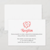 Lovebirds Boho Red Heart Wedding Receptiion エンクロージャーカード (正面/裏面)