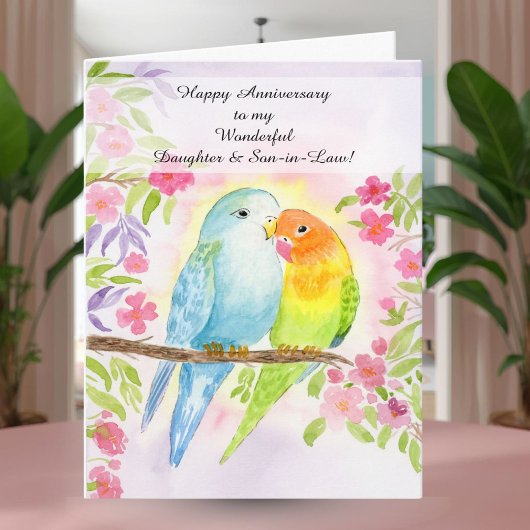 Lovebirds Daughter & Son in Law Happy Anniversary  カード