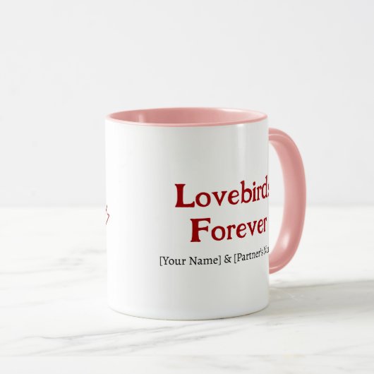 Lovebirds Forever Personalized Couple Coffee Mug マグカップ (正面右)