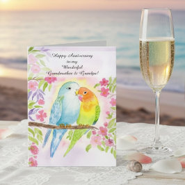Lovebirds Grandmother & Grandpa Happy Anniversary  カード