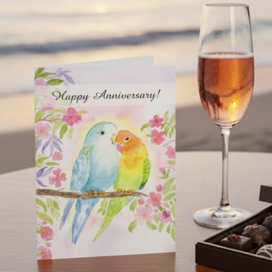 Lovebirds Happy Anniversary  カード