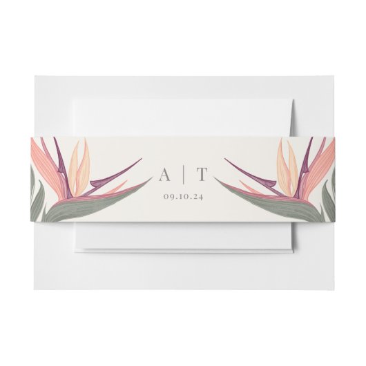 Lovebirds inパラダイスイニシャル 招待状ベリーバンド (正面例)