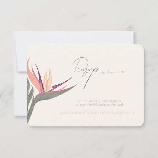 Lovebirds in Paradise RSVPカード (正面)