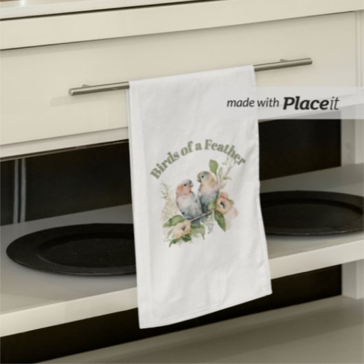 Lovebirds in Pastel Watercolors ハンドタオル