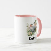 Lovebirds in Pastel Watercolors マグカップ (正面右)