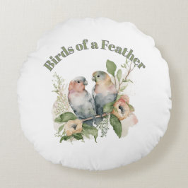 Lovebirds in Pastel Watercolors ラウンドクッション
