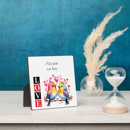Lovebirds romantic custom text valentine red フォトプラーク (インサイチュ)