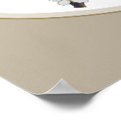 Lovebirds sitting on a cherry blossom branch beige ポスター (角)