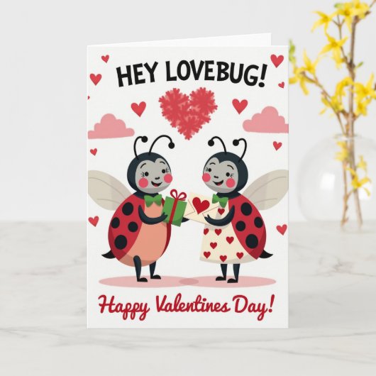 Lovebug Valentines Day Card カード (黄色い花)