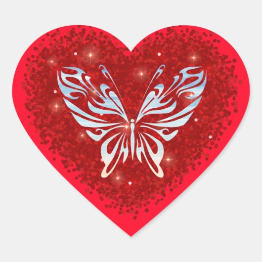 Lovecore passion heart and glitter butterfly ハートシール (正面)