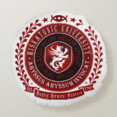 Lovecraftの枕- Miskatonicの頂上のロゴ ラウンドクッション (裏面)