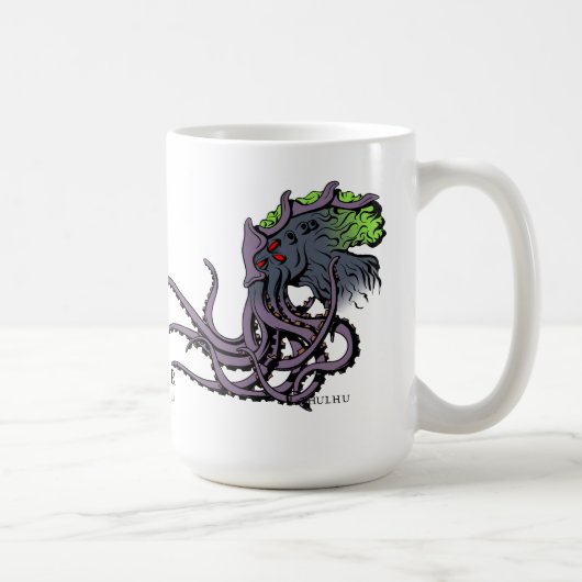 Lovecraftianのしゃれているなマグ: Cthulhu色インク コーヒーマグカップ (右)