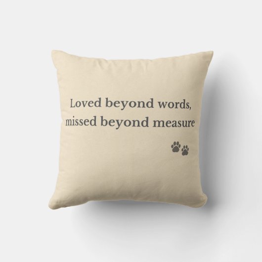 Loved Beyond Words Pet Memorial Pillow クッション (裏面)