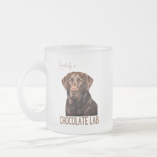 Loved By A Chocolate Lab Labrador Dog Lover  フロストグラスマグカップ (左)