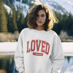 LOVED BY CHRIST VALENTINE聖なる書物、 経典Women's White スウェットシャツ