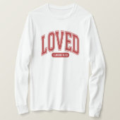 LOVED BY CHRIST VALENTINE聖なる書物、 経典Women's White Tシャツ (デザイン正面)