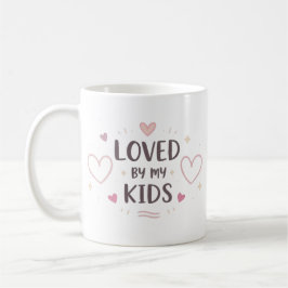 Loved By My Kids Mug | Pink Heart Coffee Cup  コーヒーマグカップ