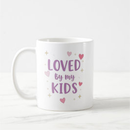 Loved By My Kids Mug | Pink Heart Coffee Cup コーヒーマグカップ