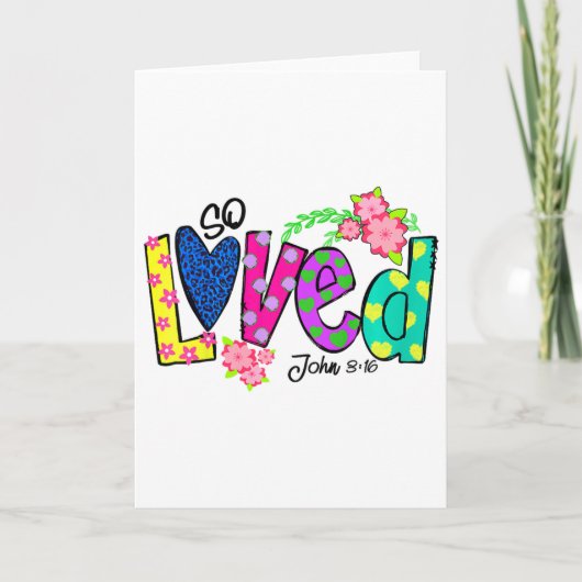 Loved Floral Polka Dots Easter Day Gift Christian  カード (正面)