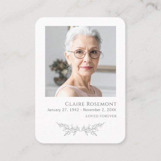 Loved Forever Floral Photo Prayer Card 名刺 (正面)