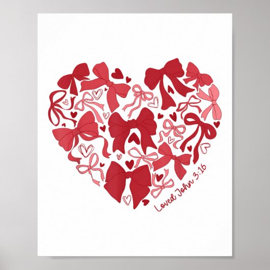 Loved John 3 16 Bow Valentine Christian Bible Vers ポスター (正面)