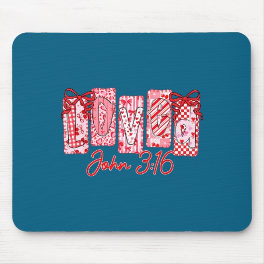 Loved John 3 16 Christian Loves Valentine's Day Go マウスパッド (正面)
