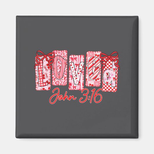 Loved John 3 16 Christian Loves Valentine's Day Go マグネット (正面)