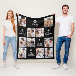 Loved & Missed Pet Dog Memorial 10-Photo Collage フリースブランケット