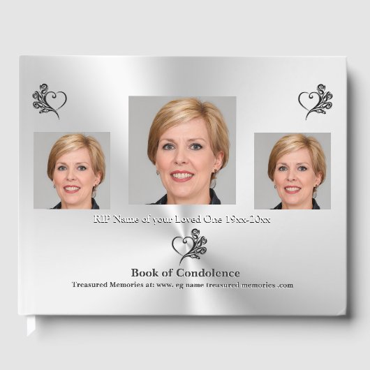 Loved One、ハートとバラ – 哀悼の意 ゲストブック (正面)