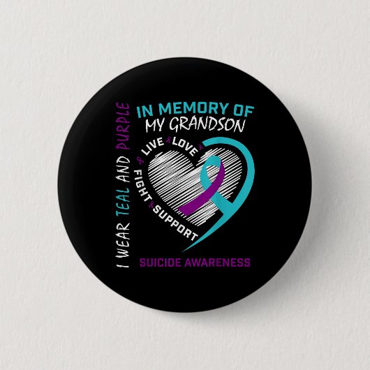 Loved One In Memory Of Grandson Suicide Awareness  缶バッジ (正面)