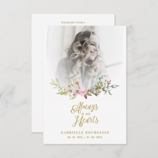 Loved One Woman In Memoriam Funeral Pink Wreath (正面/裏面)