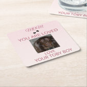 Loved Pet Photo Mom Keepsake スクエアペーパーコースター (アングル)