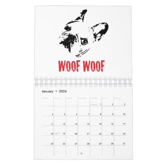 LoveFrenchie カレンダー (1月 2026)