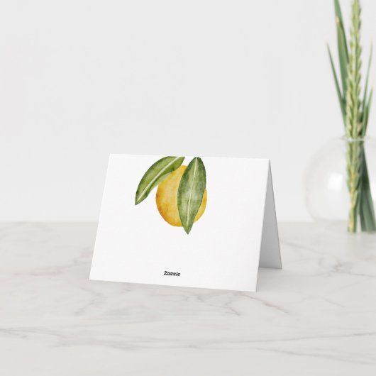 Lovelyなレモンの木の枝の水彩画パーソナライズされた サンキューカード (裏面)