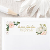  lovelyピンクの花の白いかぼちゃの秋のベイビーシャワー ラベル (インサイチュ)