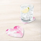 Lovelyピンクの花柄プリント紙コースター ペーパーコースター (インサイチュ)