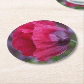 lovelyピンク＆パープルのポピー ラウンドペーパーコースター (アングル)