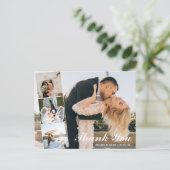 Lovely エレガント 4 Photo Collage's 結婚 Thank You P ポストカード (スタンド正面)