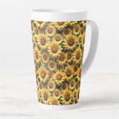 Lovely 3D Sunflowers カフェラテマグ (右アングル)