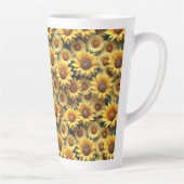 Lovely 3D Sunflowers カフェラテマグ (右)