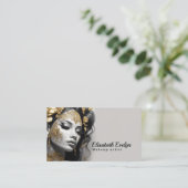 Lovely 690でギラギラしたシルバーと金ゴールドの花模様 名刺 (スタンド正面)