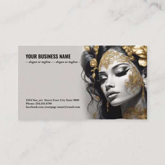 Lovely 690でギラギラしたシルバーと金ゴールドの花模様 名刺 (裏面)