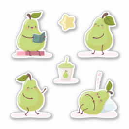 Lovely and funny set of pears シール